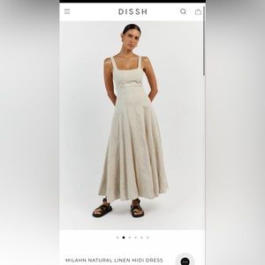 MILAHN NATURAL LINEN MIDI DRESS